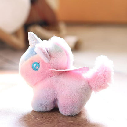 C 1pc new Lovely Gradient Pony Plush Keychain Cartoon Colorful Dreamy Pony Doll Student Backpack Pendant Key Holder Gifts