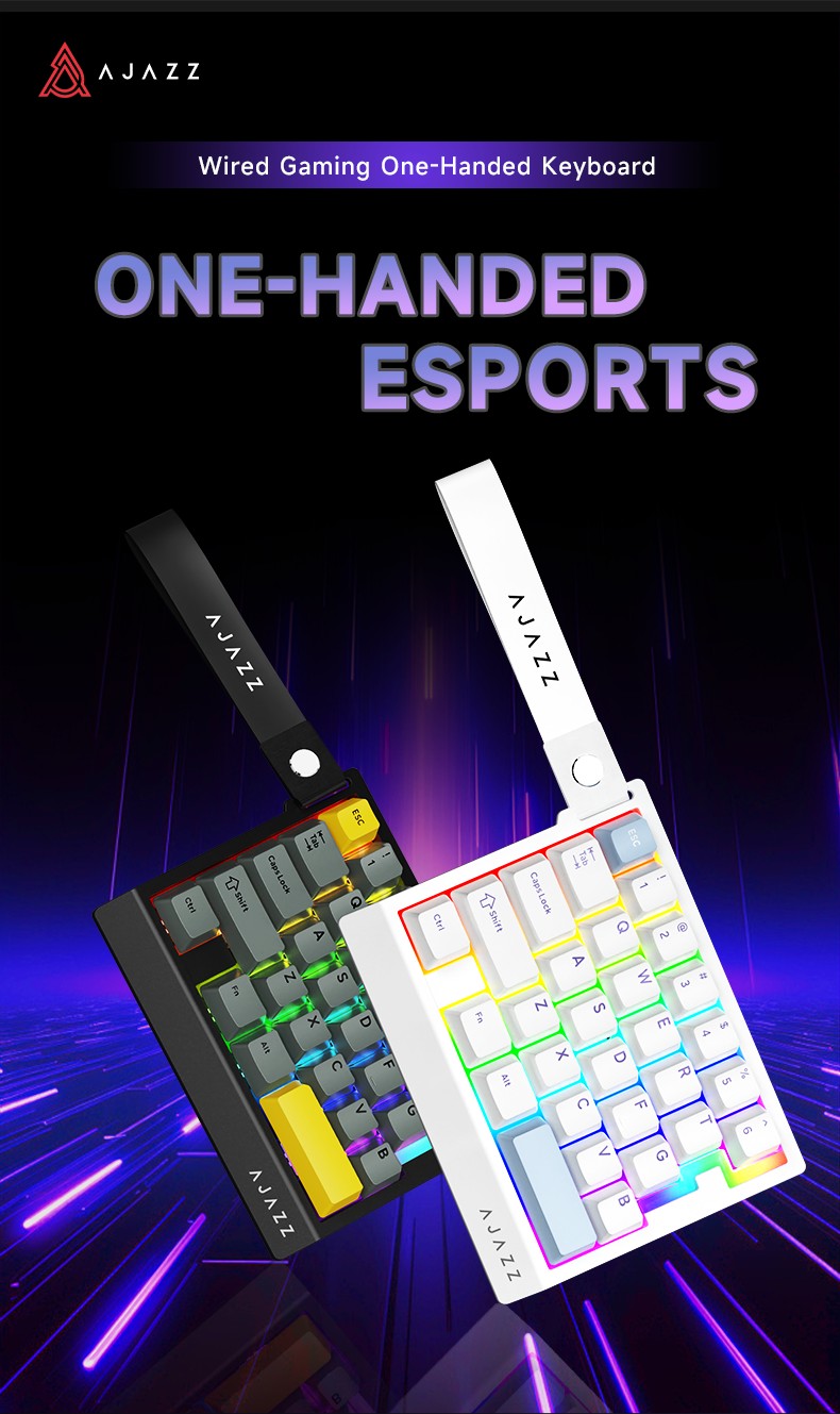 Teclado Gamer de Uma Mão AJAZZ AK029 Com Fio Chave Magnética HE 29 Teclas RGB 8000Hz Mini Teclado Mecânico para Jogadores de E-sports de PC