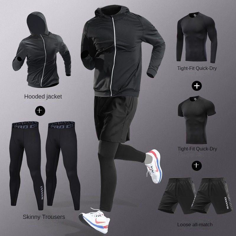 3-7Pcs Men's Ice Fiber Quick-Dry Running Fitness Full Set/Suit Tracksuit For Marathon, Training Cycling?Jogging,Gym? sweatpants