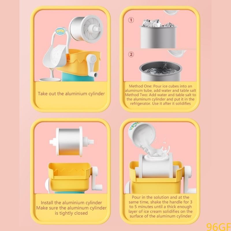 96GF Máquina de Sorvete Manual para Sobremesas Congeladas Caseiras Brinquedo Criativo de Cozinha Educacional para Crianças