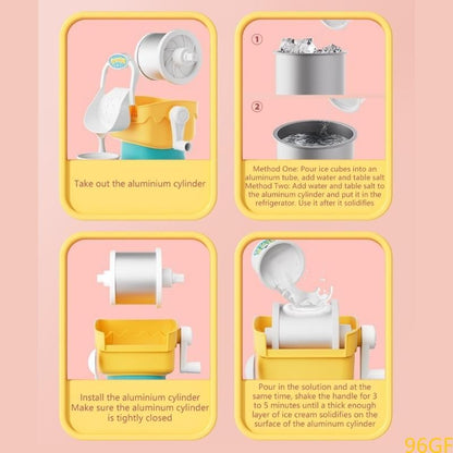 96GF Máquina de Sorvete Manual para Sobremesas Congeladas Caseiras Brinquedo Criativo de Cozinha Educacional para Crianças