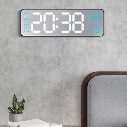 Digital LED Alarm Clock with Calendar,Temperature and Humidity. Acrylic or Mirror Surface Selectable. Desk Clock or Wall Hanging