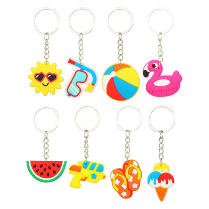 6/12PCS Hawaii Flamingo Watermelon Summer Theme Keychain Pendant Backpack Tote Bag Charm Summer Pool Party Birthday Wedding Gift