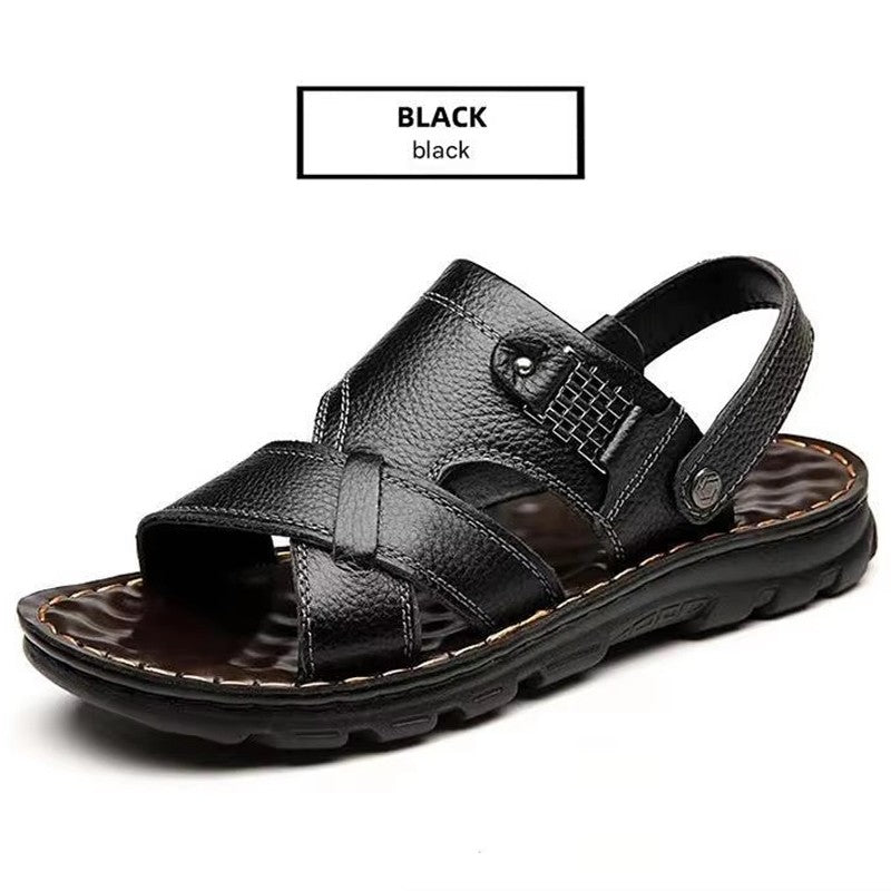 Loveontop Sandals Men's New Beach Shoes Cowhide Slippers Outdoor  Non-slip Thick-soled Leather Sandals for Me