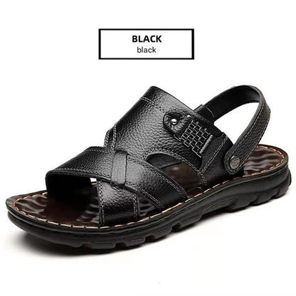 Loveontop Sandals Men's New Beach Shoes Cowhide Slippers Outdoor  Non-slip Thick-soled Leather Sandals for Me