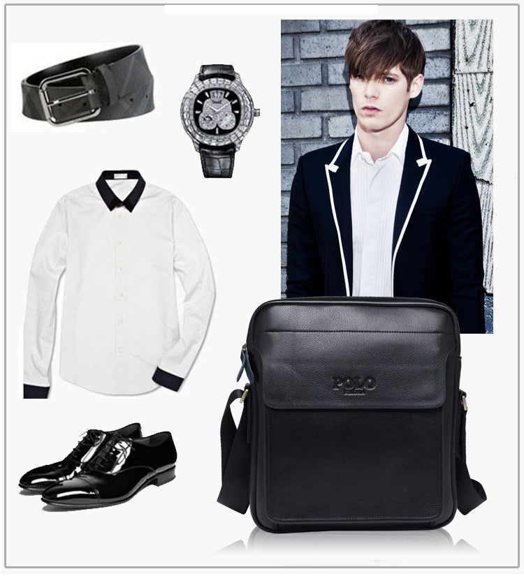 New Men's Single Shoulder Business Crossbody Bag Casual Solid Color Vertical POLO Men's Single Shoulder Back