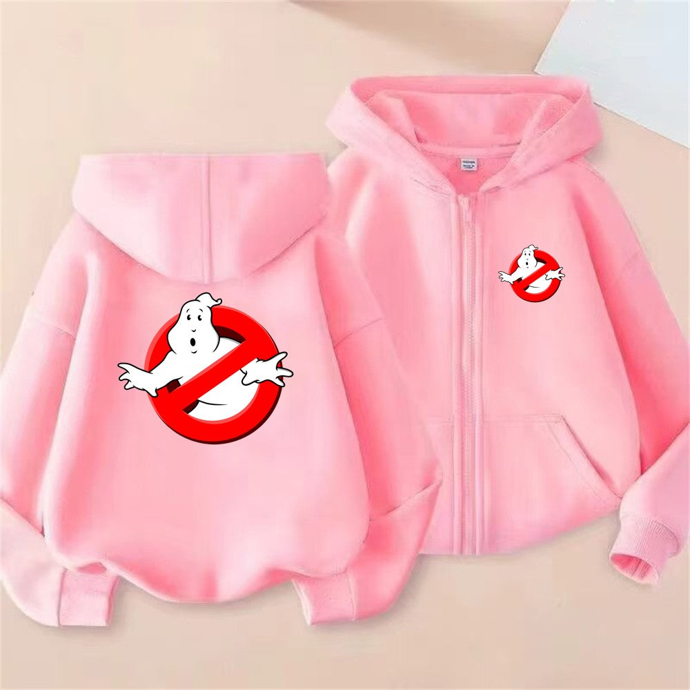 Kid 3-12 Year Coat Children Hoodie Girl Boy Zipper Tops Sweatshirt Casual Sweatshirts black autumn Ghostbusters Clothes