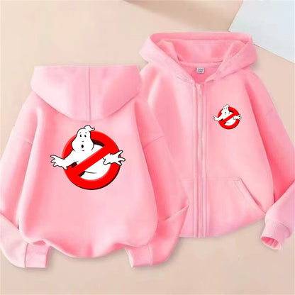 Kid 3-12 Year Coat Children Hoodie Girl Boy Zipper Tops Sweatshirt Casual Sweatshirts black autumn Ghostbusters Clothes