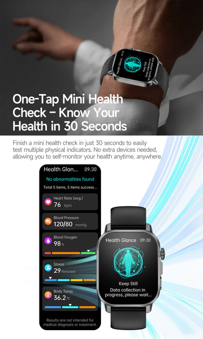 2026 New AI Health Diagnosis Smart Watch Body Analysis Uric Acid Blood lipids ECG+PPG Blood pressure call Smart watch Men Women