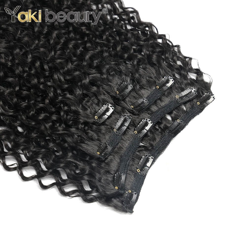 Aplique de Cabelo Cacheado Jerry Sintético de 26'' com Trama Dupla, Cabeça Completa, Fibra Japonesa Orgânica Ice Silk, Preto e Marrom, 160g