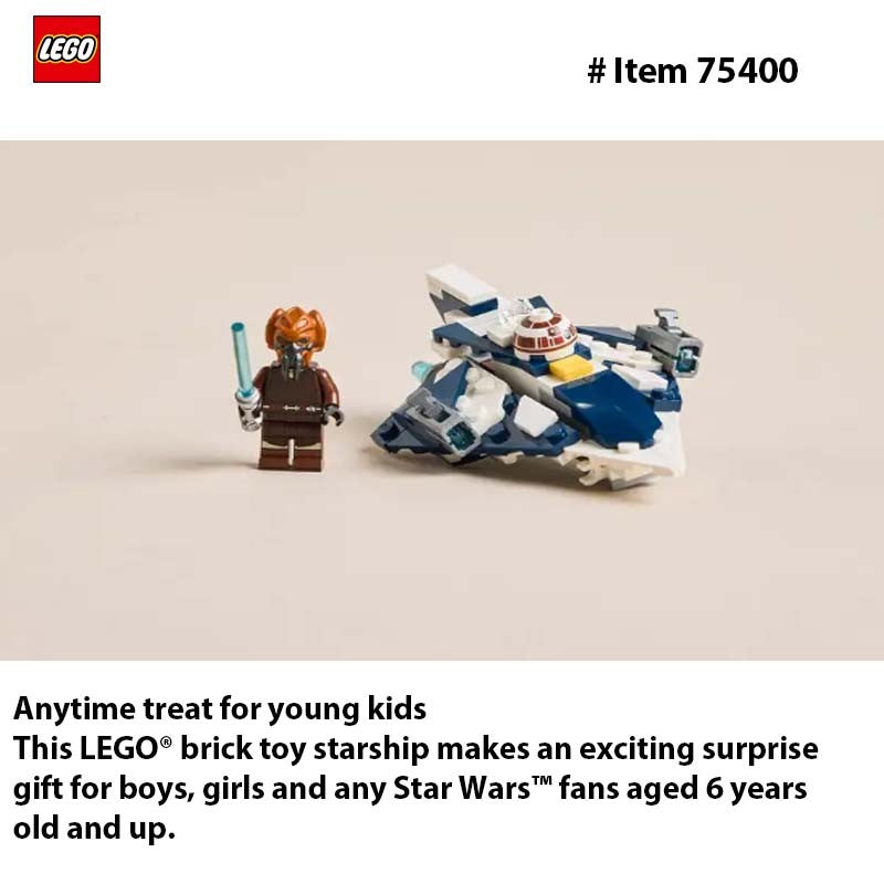 LEGO 75400 Star Wars Microfighter Caça Estelar Jedi de Plo Koon Brinquedo Infantil Playset de Guerras Clônicas e Decoração de Quarto para Meninos e Meninas 89 Peças