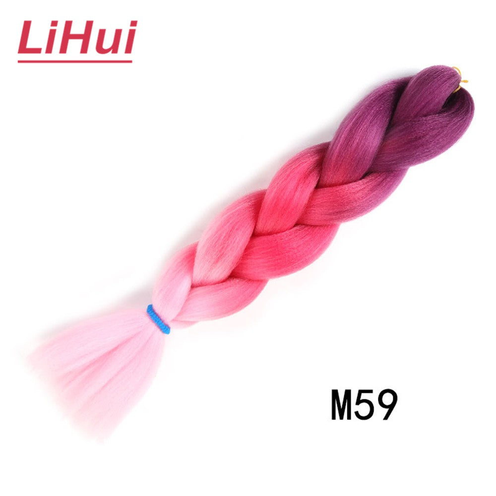 Cabelo Sintético Trança Jumbo 24 Polegadas Ombre Jumbo Extensão de Cabelo para Mulheres Tranças DIY Roxo Rosa Amarelo Cinza Lihu