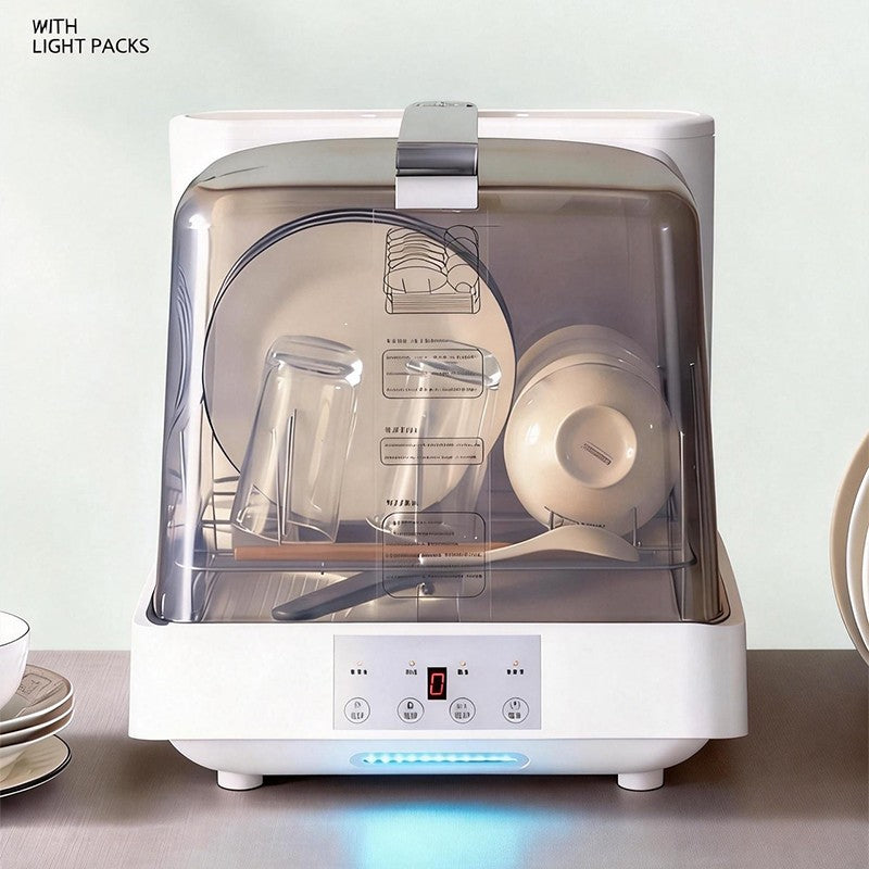 Transparent Household Countertop Mini Dishwasher, Portable Smart Automatic High-Temperature Dishwasher