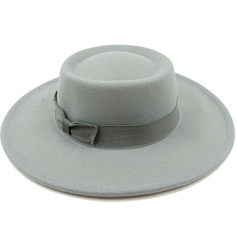 Chapéu Fedora unissex de inverno, superfície circular côncava e convexa, chapéu de jazz de feltro liso, elegante para homens e mulheres.