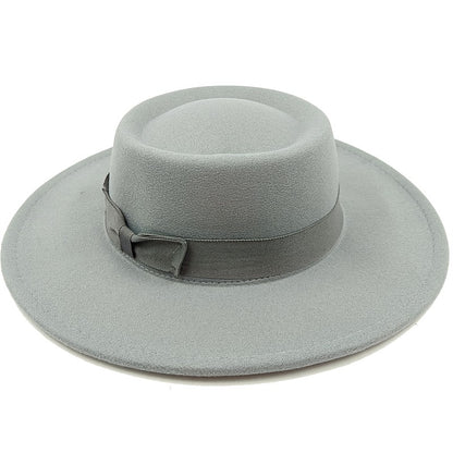 Chapéu Fedora unissex de inverno, superfície circular côncava e convexa, chapéu de jazz de feltro liso, elegante para homens e mulheres.