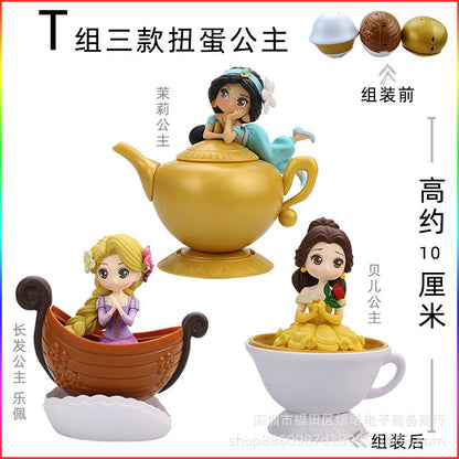 Kit com 3 Bonecas de Ação Criativas Disney Princesas Branca de Neve Ariel Jasmine Cinderela Rapunzel – Presente Para Crianças Meninas