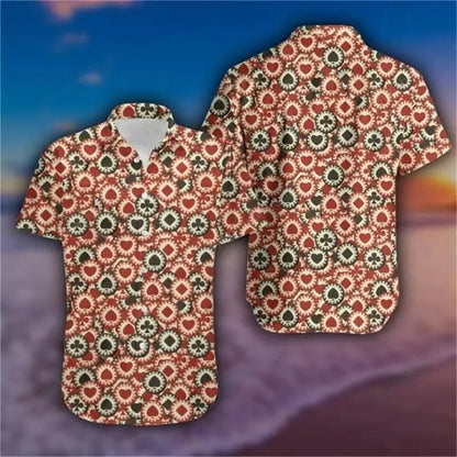 Casino Poker Dice Pattern Beach Shirt For Men Money 3D Printed Hawaiian Shirts Holiday Short Sleeve Lapel Top Loose Women Blouse