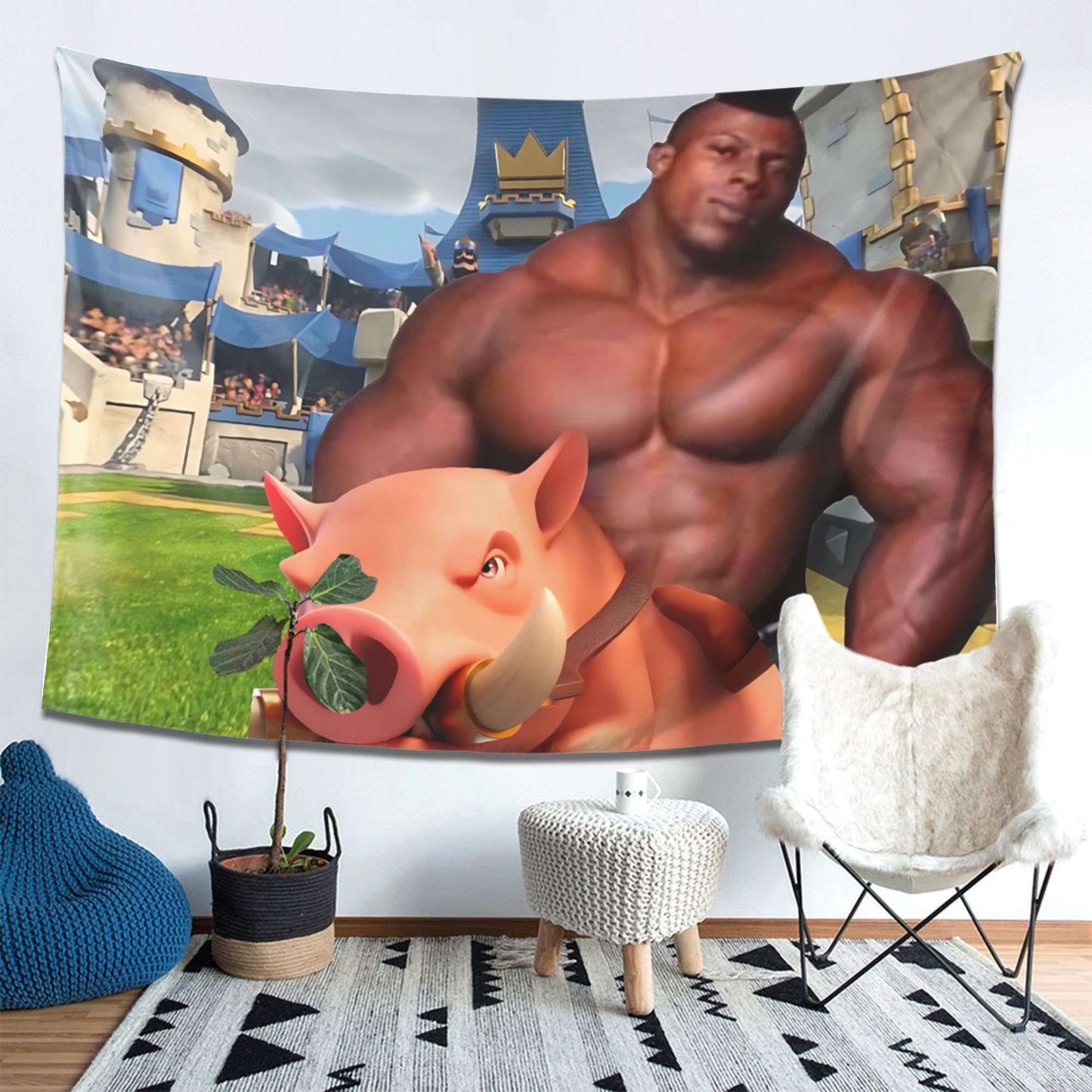 VIKAMA Theme Hog Rider Tapestry Fun Creative Design Tapestry Living Room Bedroom Party Atmosphere Decoration Home Decoration