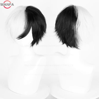 Anime 30cm Curta Reta Peruca Cosplay Preto Branco Verde Marrom Roxo Azul Cinza Vermelho Dourado Homens Mulheres Cabelo Sintético Resistente ao Calor