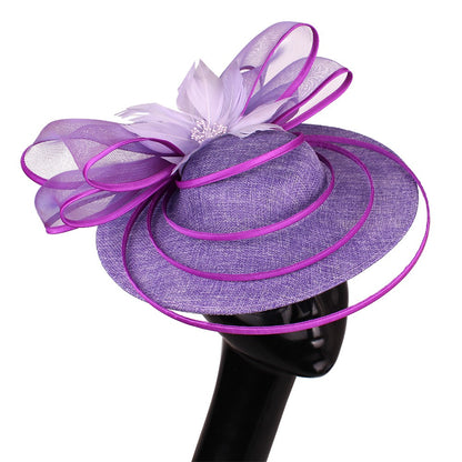 Chapéus Fascinators Femininos Multimodais com Laço de Flor Imitação Chapéu Noiva Derby Pillbox Casamento Acessórios de Cabelo