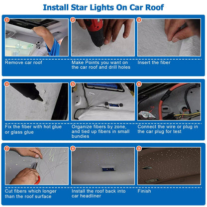 16W RGBW Fiber Optic Star Ceiling Light Kit Sound Activated APP Starry Sky Fiber Optic Light for Car roof Stars home decorating