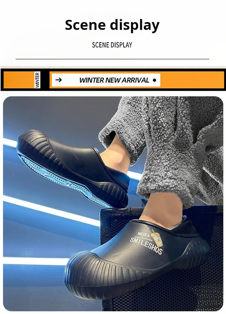 Men Winter Warm Slippers Couple House Cotton Shoes Outdoor EVA Fur Shoes Plush Slippers Home Bedroom Shoes Big Size Slides 39-44