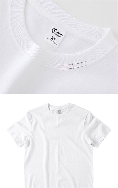 2PCS 100% Cotton Solid T Shirts Men's and Women's Short Sleeve White Tees Casual Breathable Loose Round Neck T-shirt Couple Tops