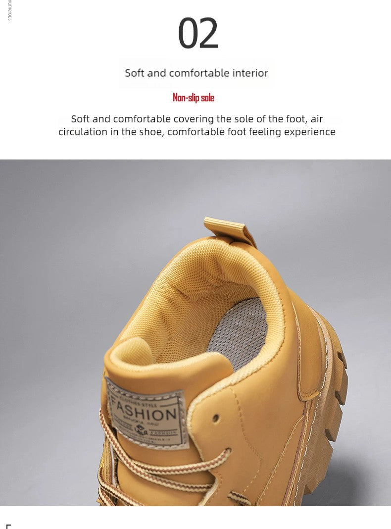 Men's boots four season high-top Joker thick-sole casual boots soft-sole non-slip comfort outdoor boots fashion youth work boots