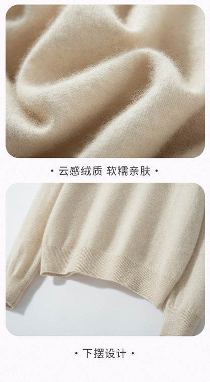 Suéter de Cashmere Feminino Gola Alta Manga Comprida Pulôver de Malha 100% Cashmere Puro Suéter Básico Versão Coreana Top Feminino