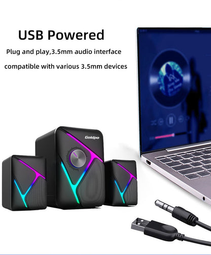 Caixa de som Bluetooth Goldpo D26 com som surround 360 graus, estéreo sem fio Bluetooth para computador, Macbook, laptop