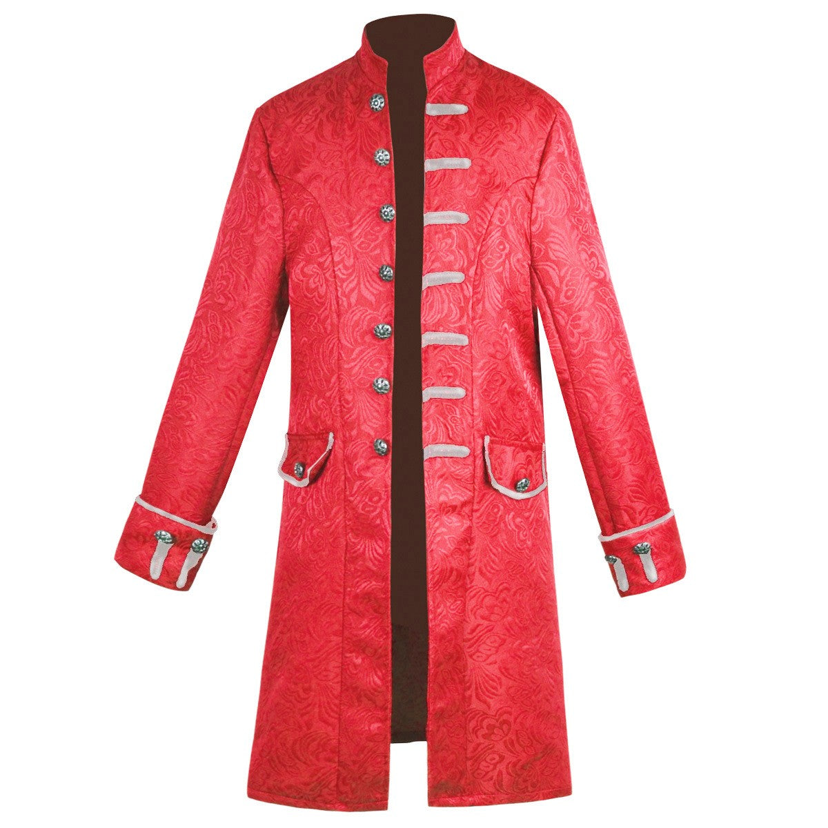 Men's Medieval Style Windbreaker Coat Vintage Lapel Jacquard Medium Length Trench Coat Halloween Party Costume Retro Outerwear
