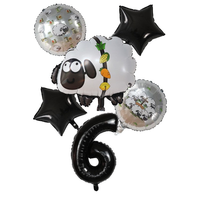 6pcs White Head sheep Foil Balloons Children's birthday party decor Baby Shower wedding marriage room balloons