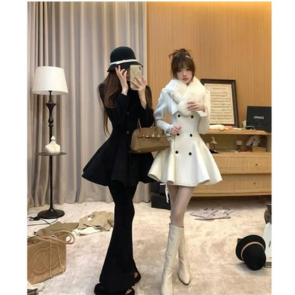 Hepburn Preface Pinch Waist and Clip Cotton Wool Coat 2025 Winter New Item Rich Heiress Thick Woolen Coat Coat Commuting Jacket