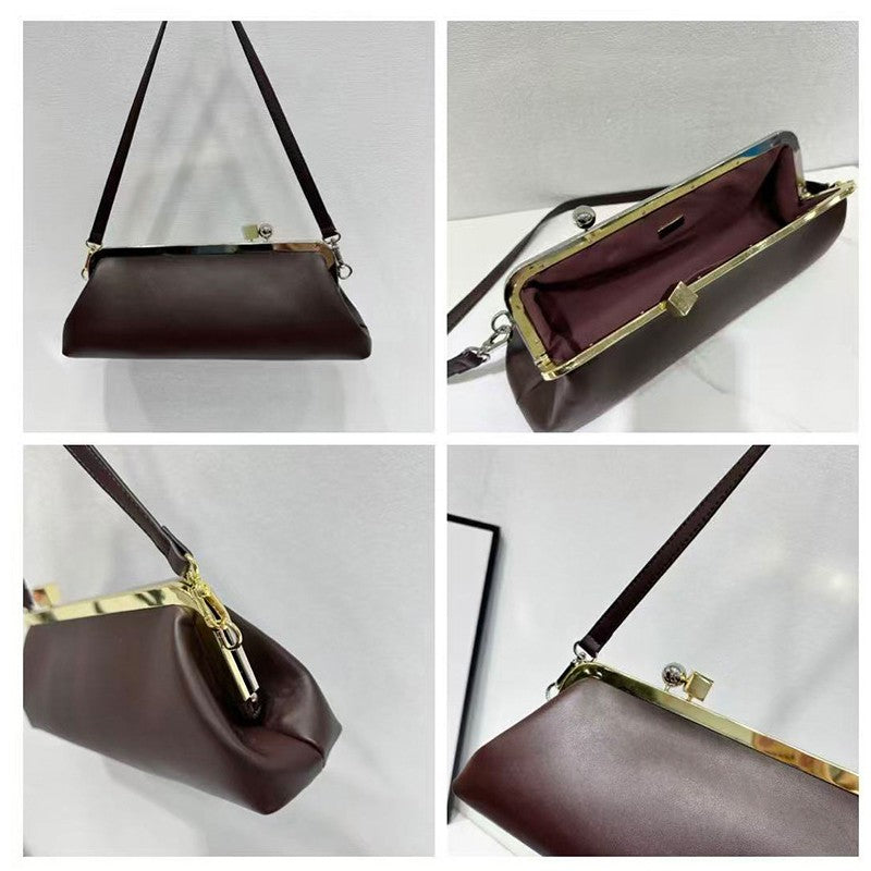 Fashion Long Clutch Bag for Women Luxury Designer Kiss Clip Handbags Luxury Pu Leather Underarm Shoulder Bags Trend Party Purses