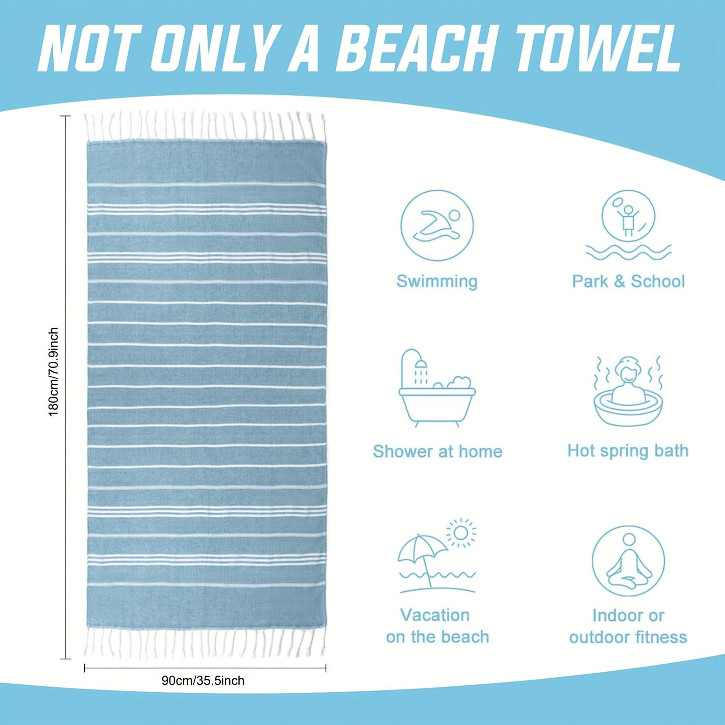 Turkish Beach Towel 90*180CM Sauna Spa Gym sports Fitness Fringed Bath Towel kitchen Soft Absorbent Quick drying towels