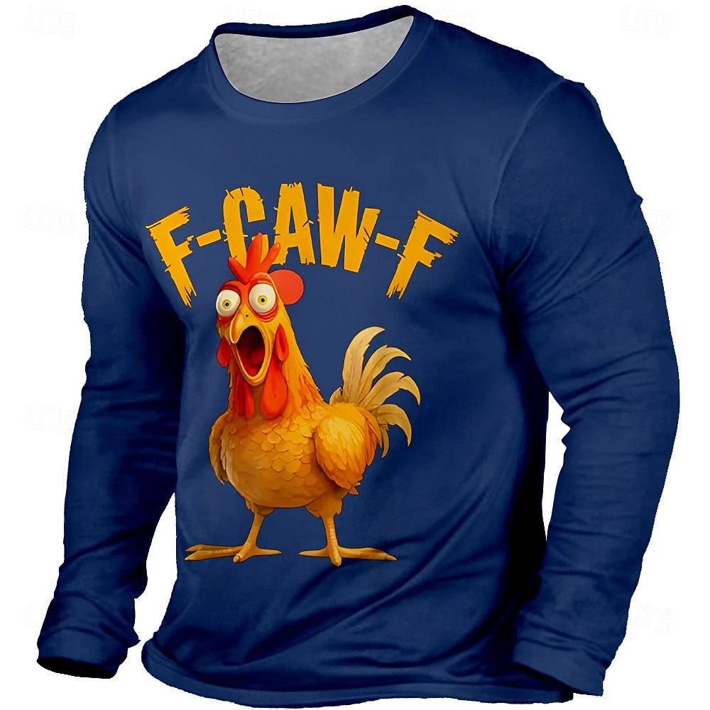 Men's Funny Slang T-shirt Long Sleeve T Shirt 3D Print Crew Neck Shirt Fashion Daily Basic Street Apparel Casual Daily Clothing