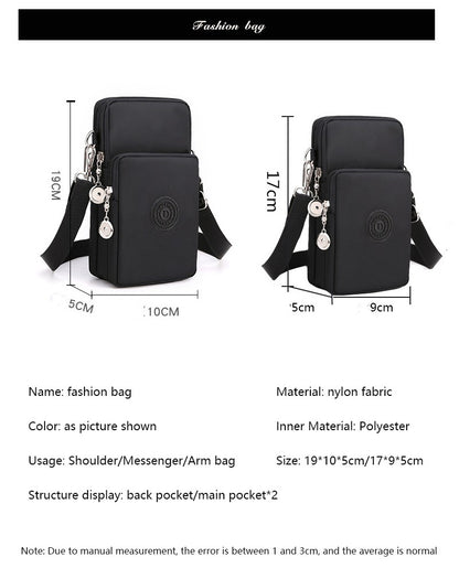 New Women Mobile Phone Bag Nylon Cell Phone Bag Coin Purse Strap Shoulder Bag Small Crossbody Bags for Women Wallet Travel Purse