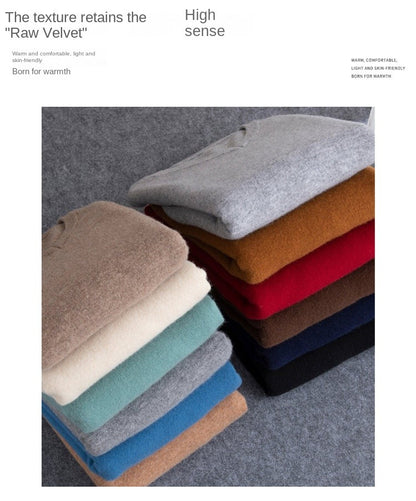 2025 Men's 100% Merino Wool Cashmere V-neck Sweater Pullover Smart Casual Basic Long Sleeve Knitwear Clothes Tops Autumn Winter