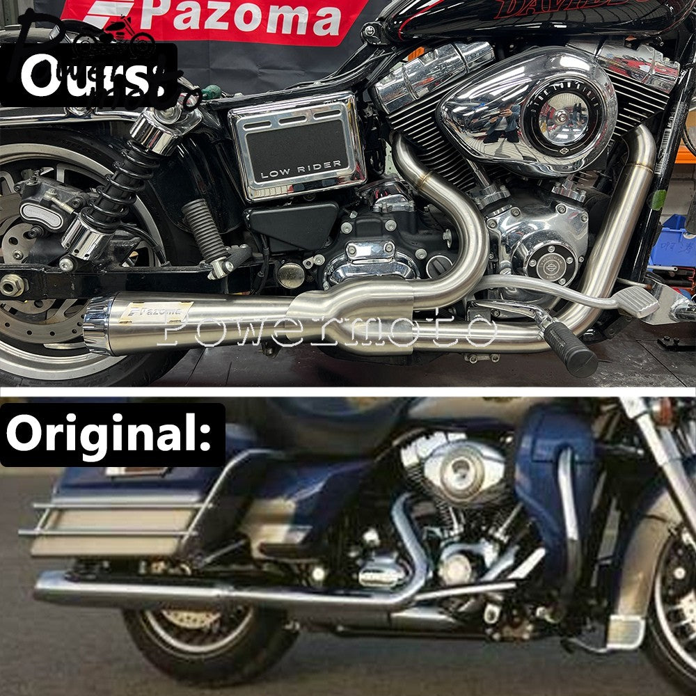 Big Bore Stepped 1 3/4" to 2" head pipe 2-into-1 Exhaust Pipe For Harley Dyna Fat Bob CVO Low Rider Street Bob Super Glide 06-17