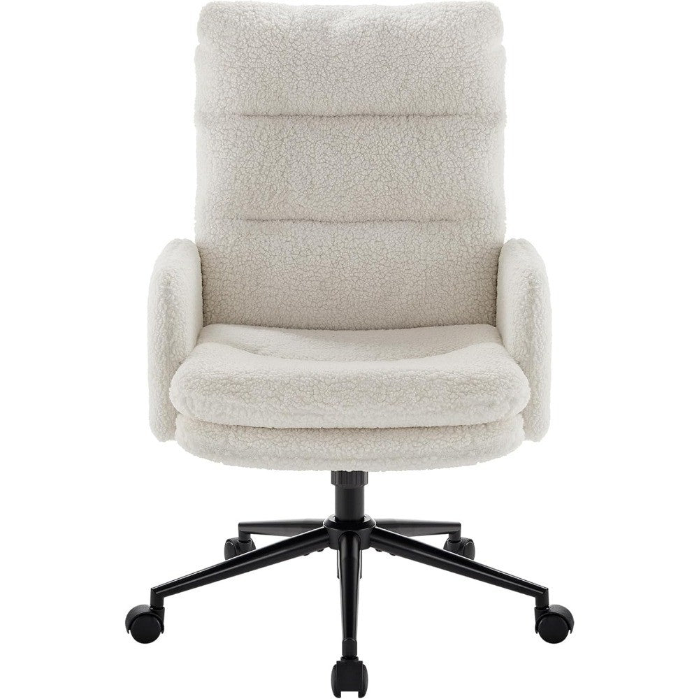 High-Back Home Office Chair,Upholstered Desk Chair with Armrests,Height Adjustable Armchair with Wheels,Swivel Office Desk Chair