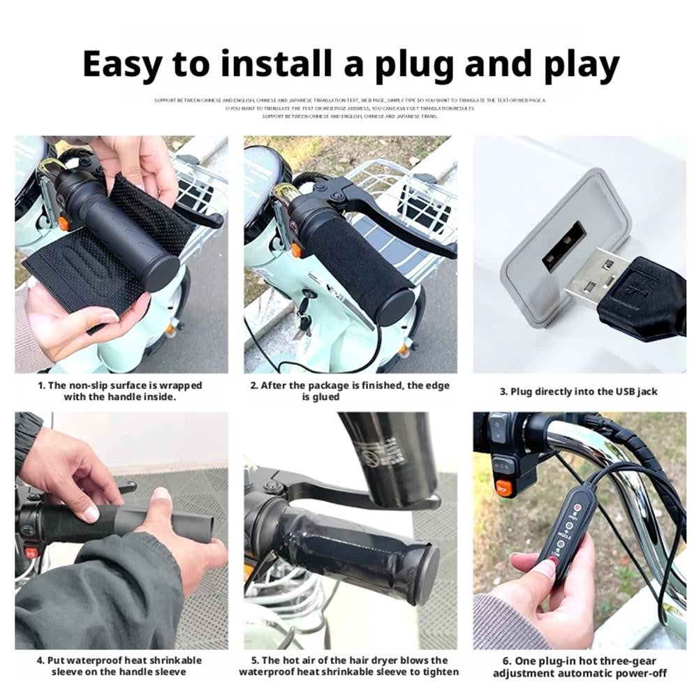 Manopla Aquecida USB 5V 3 Marchas Aquecedor Elétrico Cobertura de Manopla Aquecedor de Guidão Kit Aquecedor Acessórios de Moto