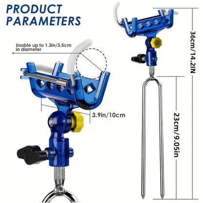 Suporte de vara de pesca de aço inoxidável de 2 peças, travamento de toque único ajustável em 360°, ponta de nylon reforçada e travamento automático de haste de perfuração cônica