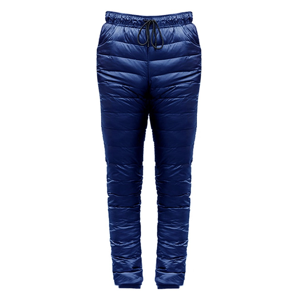 Outdoor Thermal Goose Down Pants Both Side Open Zipper Windproof Waterproof Camping Climbing Men Women Winter Trousers S-5XL