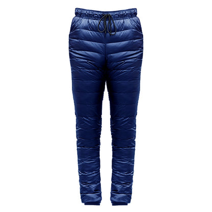 Outdoor Thermal Goose Down Pants Both Side Open Zipper Windproof Waterproof Camping Climbing Men Women Winter Trousers S-5XL