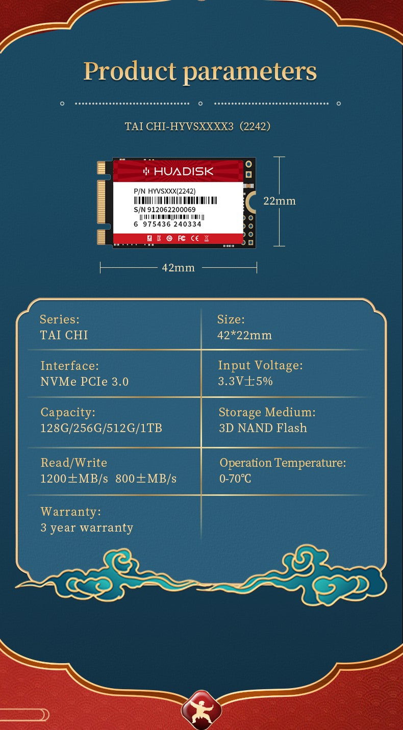 HUADISK 512GB SSD M2 2242 PCIe Gen3.0X2 NVMe M.2 SSD 1TB 256GB 128GB Hard Drive Disk for Notebook Thinkpad T480 X280 T470P T580