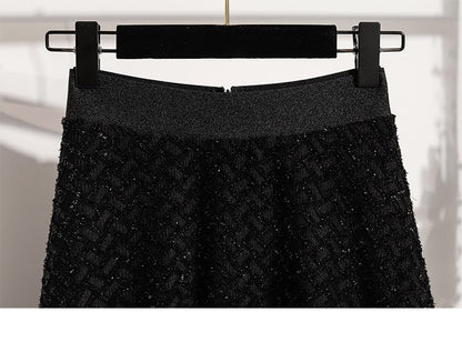 plus Size Women's High Waist A-Line Long Skirt Casual Versatile Glitter Wool Blend f Body Skirt for Full Figured Ladies