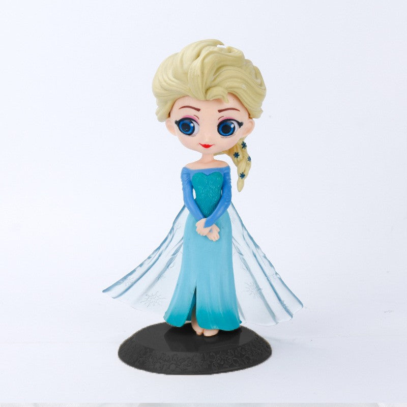 Miniso 14cm Princesas Q Posket Bonecas Elsa Anna Mulan Tinker Bell Elsa Aladdin kawaii Brinquedo para Bolo Decoração Modelo menina presente