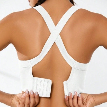 Sports and beautiful back bra set, cross-back sports bra, no chest pad, adjustable size, and can be worn inside normally.
