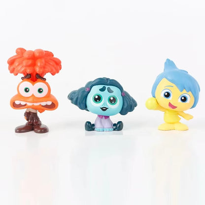 9Pcs/Set Mini Divertidamente 2 Bonecos de Ação Filme Desenho Animado Alegria Ansiedade Raiva Tristeza Nojinho Medo Modelo Bonecos Brinquedo Presente Infantil