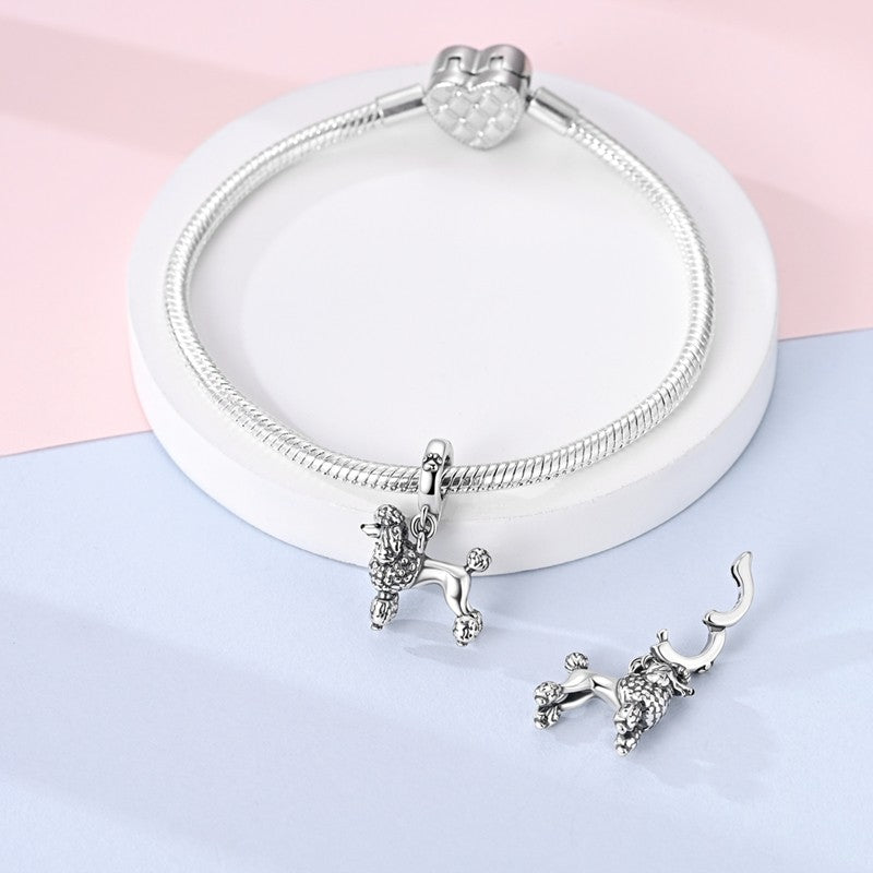 925 Sterling Silver Dog Charms French Bulldog Poodle German Shepherd Beagle Dachshund Pendants Fit Bracelets DIYJewelry Gift